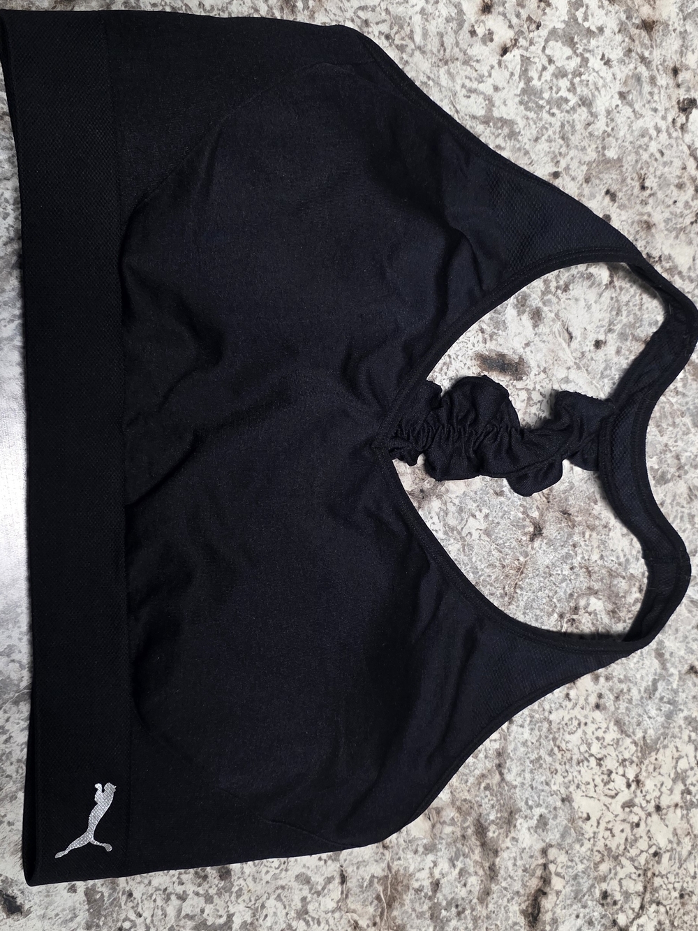Nwot Women's Puma Black Ruched-Back Sports Bra